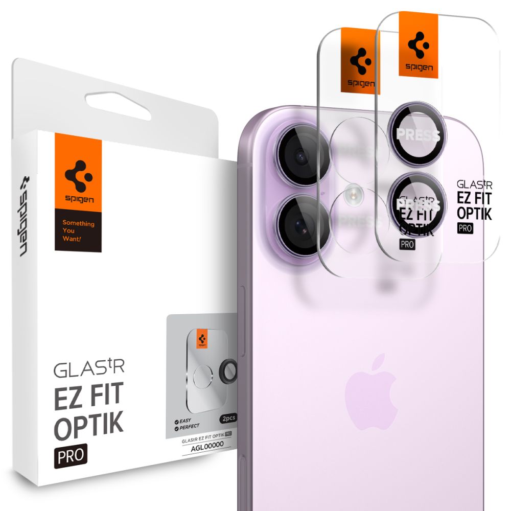 Spigen Optik Pro GLAS.TR ”EZ FIT” Camera Cover 2-pack for iPhone 16 / 16 Plus / 17