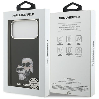Karl Lagerfeld IML Aquarelle Karl &amp; Choupette &amp; Logo MagSafe Case for iPhone 17 Pro - Black