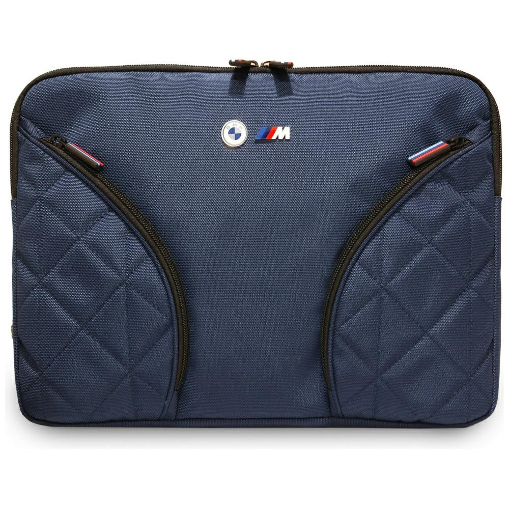 BMW Nylon Pockets &amp; Metal Logo Sleeve 14" Laptop Bag - Navy Blue