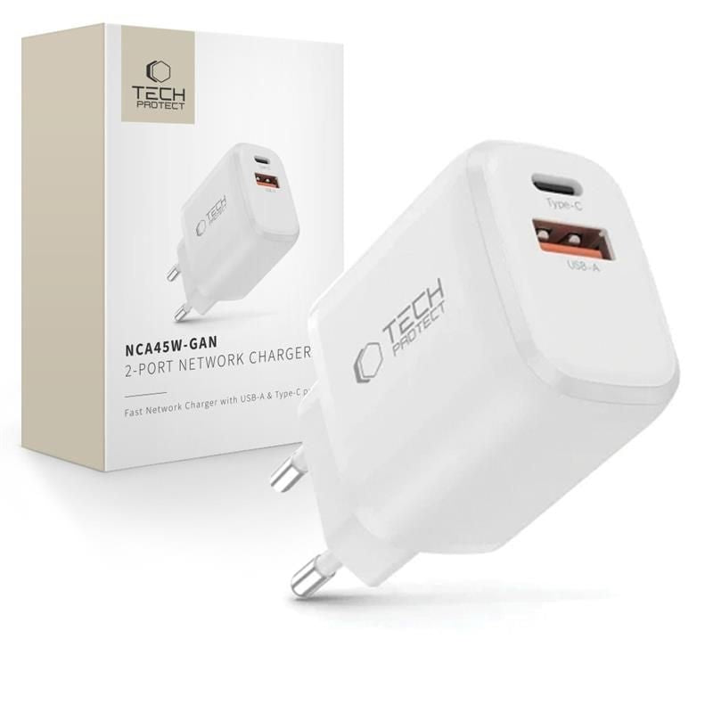 Tech-Protect NCA45W-GAN 2-Port USB-C / USB-A 45W Wall Charger