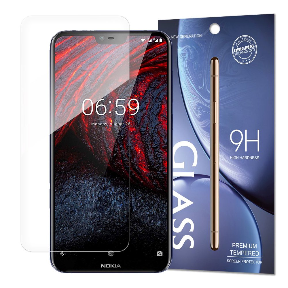 Grūdinto stiklo 9H ekrano apsauga Nokia 6.1 Plus / Nokia X6 2018 (pakuotė – vokas)