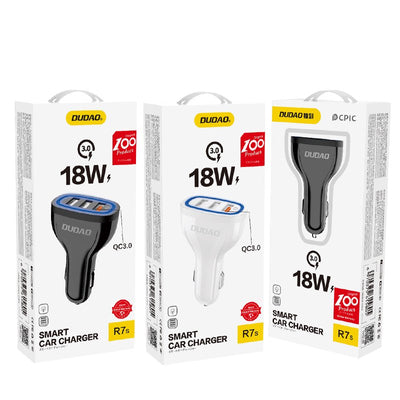Dudao car charger quick charge Quick Charge 3.0 QC3.0 2.4A 18W 3x USB white (R7S white)