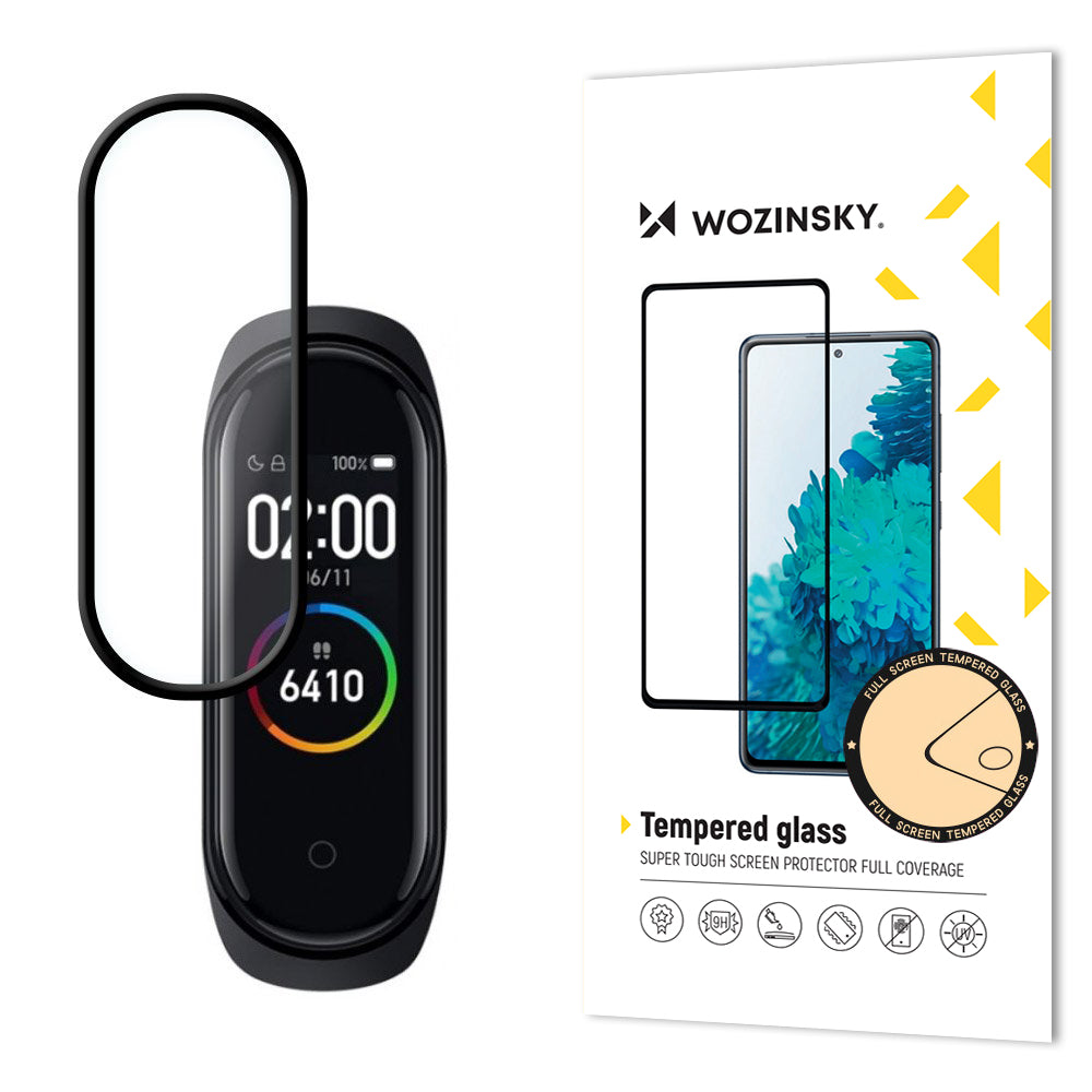 Wozinsky super wytrzymałe szkło folia szklana Full Glue na cały screen z ramką Case Friendly Xiaomi Mi Band 4 / Mi Band 3 przezroczysty