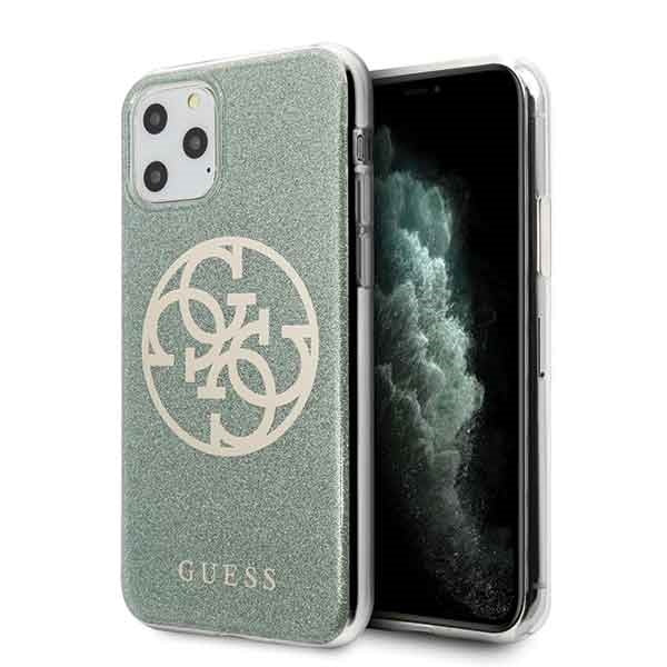 Guess GUHCN58PCUGLKA iPhone 11 Pro chaki spalvos kietas dėklas 4G Circle Blizgučiais