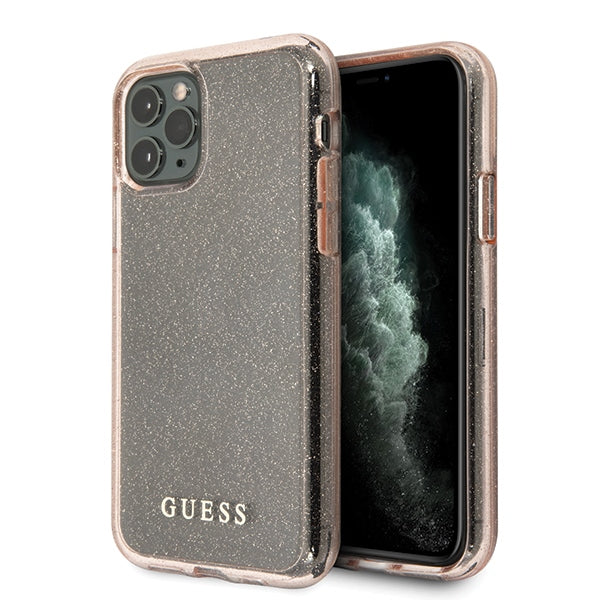 Guess GUHCN58PCGLPI iPhone 11 Pro rausvas/rožinis kietas dėklas su blizgučiais