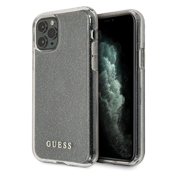 Guess GUHCN58PCGLSI iPhone 11 Pro dėklas, sidabrinis/sidabrinis, blizgučiais