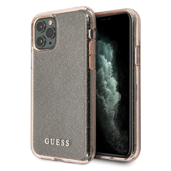 Guess GUHCN65PCGLPI iPhone 11 Pro Max rožinis/rožinis kietas dėklas su blizgučiais