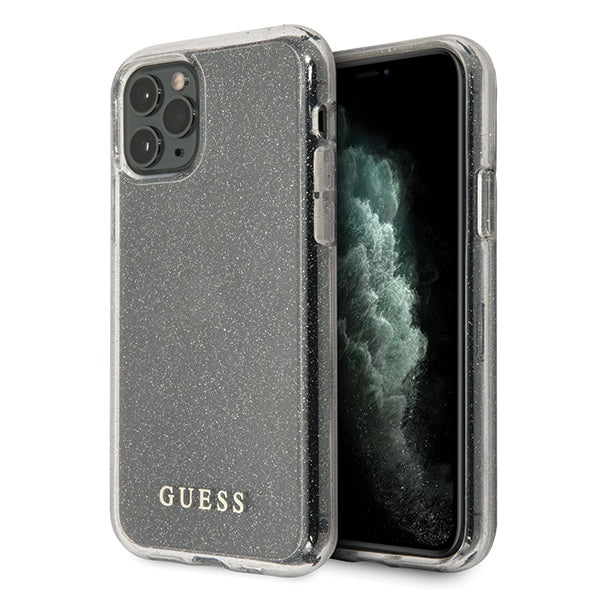 Guess GUHCN65PCGLSI iPhone 11 Pro Max kietas dėklas, sidabrinis/sidabrinis, blizgučiais