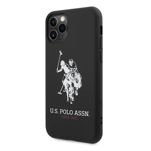 „US Polo“ USHCN65SLHRBK „iPhone 11 Pro Max“ juodos/juodos spalvos silikoninė kolekcija