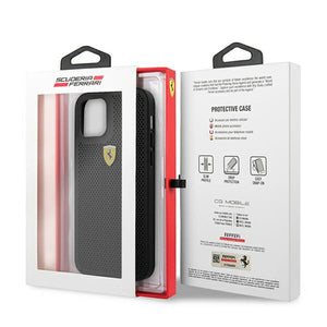 Ferrari FESPEHCP12MBK iPhone 12/12 Pro 6.1" black/black hardcase On Track Perforated