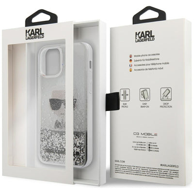Karl Lagerfeld Ikonik Liquid Glitter case for iPhone 12 mini - silver