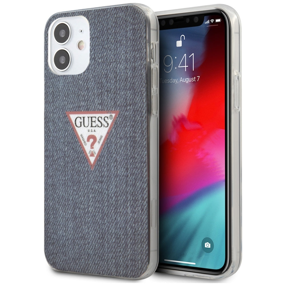„Guess“ GUHCP12SPCUJULDB kietas „iPhone 12 mini 5.4“ tamsiai mėlynas dėklas, „Jeans Collection“