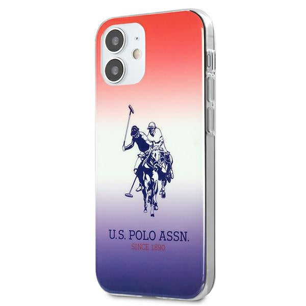 „US Polo Assn.“ „iPhone 12 mini“ dėklas su gradiento raštu – raudonas ir mėlynas