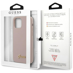 Guess Silicone Script Gold Logo case for iPhone 12 Pro Max - light pink