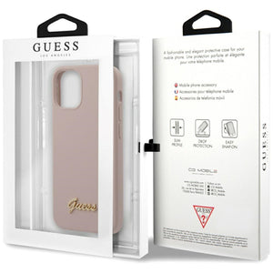 Guess GUHCP12SLSLMGLP iPhone 12 mini 5.4" light pink/light pink hardcase Silicone Script Gold Logo