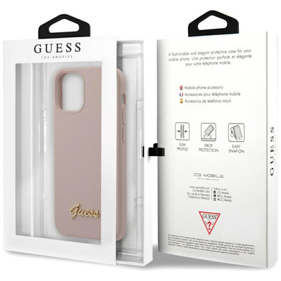 Guess GUHCP12SLSLMGLP iPhone 12 mini 5.4" light pink/light pink hardcase Silicone Script Gold Logo