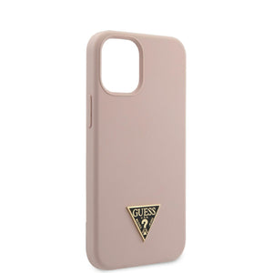 Guess GUHCP12SLSTMLP iPhone 12 mini 5.4" light pink/light pink hardcase Silicone Triangle Logo