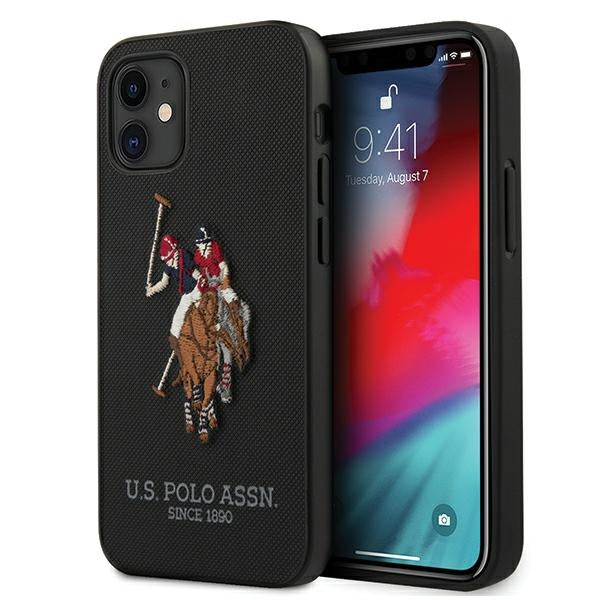 US Polo USHCP12SPUGFLBK iPhone 12 mini 5,4" czarny/juoda polo siuvinėjimo kolekcija