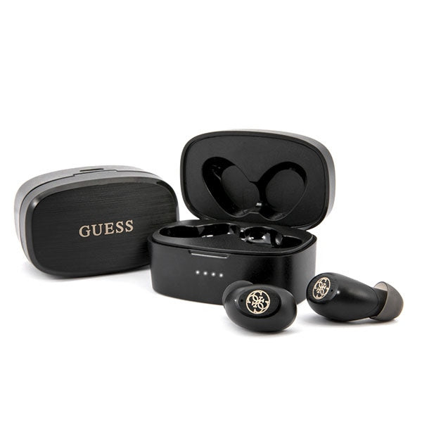 „Guess GUTWSJL4GBK TWS Bluetooth“ ausinės + juoda/juoda 4G įkrovimo stotelė 