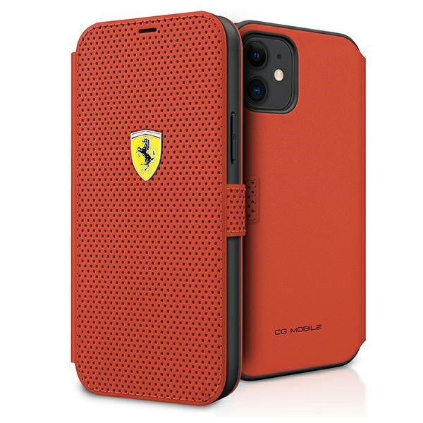 „Ferrari FESPEFLBKP12SRE iPhone 12 mini 5.4“ raudonas/raudonas dėklas „On Track“ perforuotas