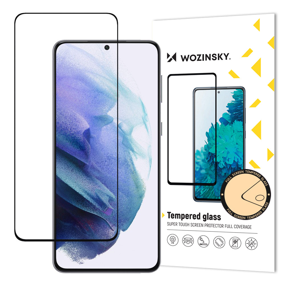 „Wozinsky“ grūdinto stiklo visiškai klijuojamas itin tvirtas ekrano apsauginis sluoksnis, visiškai dengiantis rėmelį, tinkantis dėklui, skirtas „Samsung Galaxy S21 5G“, juodas