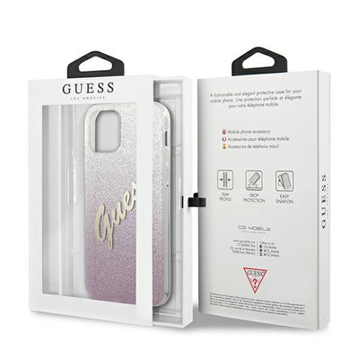 Guess GUHCP12LPCUGLSPI iPhone 12 Pro Max 6.7" pink/pink hardcase Glitter Gradient Script