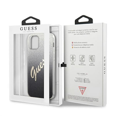Guess GUHCP12MPCUGLSBK iPhone 12/12 Pro 6.1" black/black hardcase Glitter Gradient Script