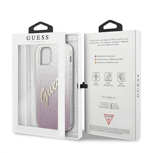 Guess GUHCP12MPCUGLSPI iPhone 12/12 Pro 6.1" pink/pink hardcase Glitter Gradient Script