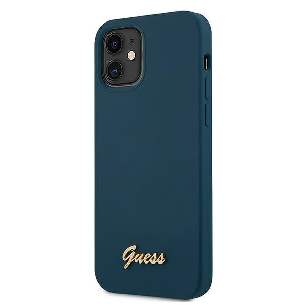 Guess GUHCP12SLSLMGBL iPhone 12 mini 5.4" blue/blue hardcase Metal Logo Script