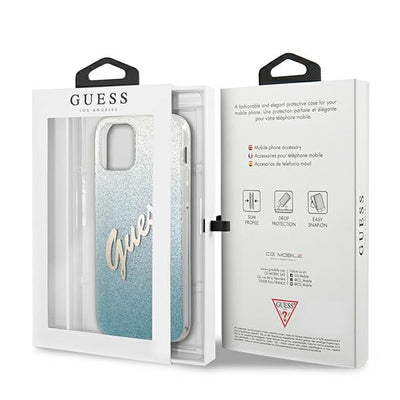 Guess GUHCP12SPCUGLSBL iPhone 12 mini 5.4" blue/blue hardcase Glitter Gradient Script