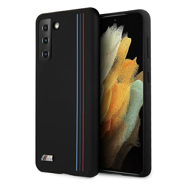 BMW silikoninis „Stripes M Collection“ dėklas, skirtas „Samsung Galaxy S21+“ – juodas