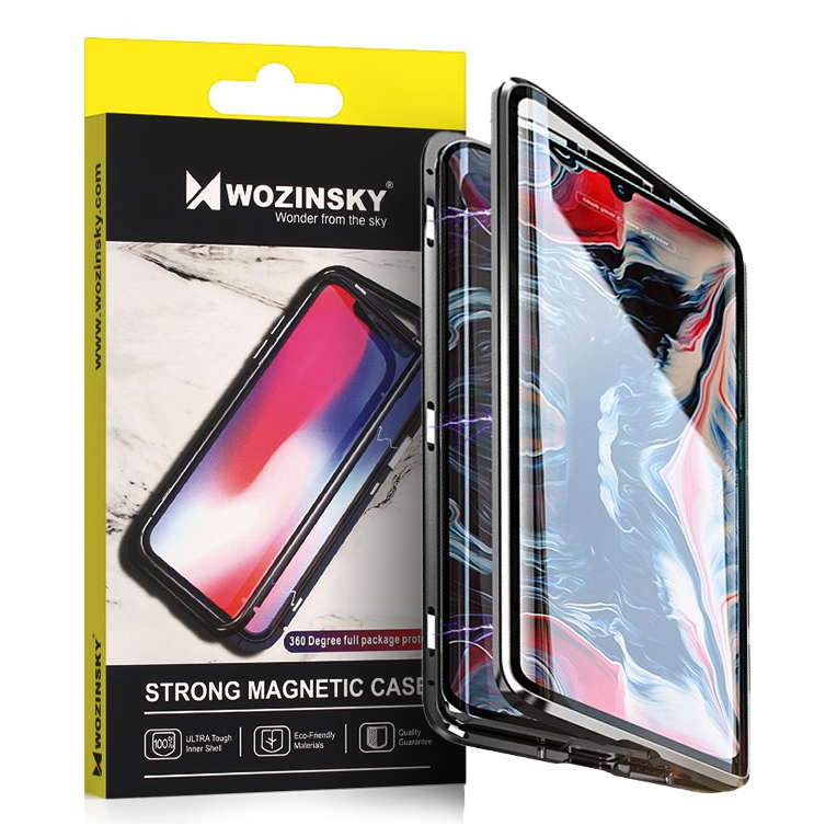 „Wozinsky“ pilnai magnetinis dėklas, skirtas „Samsung Galaxy A72 4G“, juodas-skaidrus, su integruotu stiklu, skirtas viso korpuso priekiniam ir galiniam dangteliams.