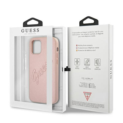 Guess GUHCP12MRSAVSRG iPhone 12/12 Pro 6.1" pink/pink hardcase Saffiano Vintage Script