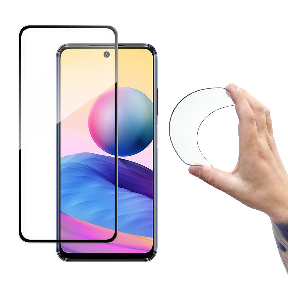 „Wozinsky Full Cover Flexi Nano Glass Hybrid“ ekrano apsauga su rėmeliu, skirta „Xiaomi Redmi Note 10 5G“, juoda