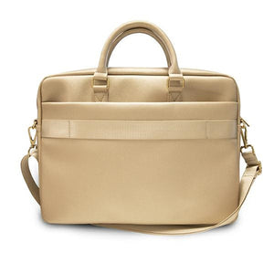 Guess Saffiano Script 16" Laptop Bag - Gold