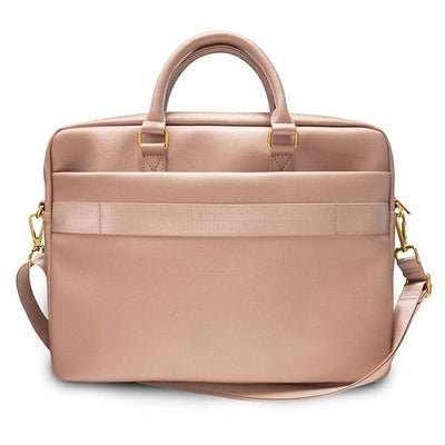 Guess Saffiano Script 16" Laptop Bag - Pink