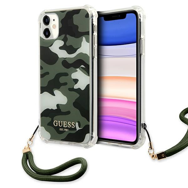 Guess GUHCN61KSARKA iPhone 11 6,1" / Xr žalias/khaki kietas Camo Collection