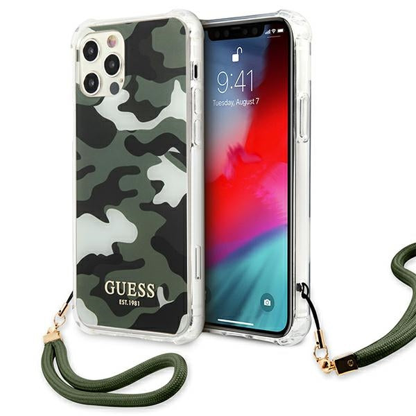 „Guess“ GUHCP12LKSARKA iPhone 12 Pro Max 6.7" žalias/chaki spalvos kietas dėklas, „Camo Collection“