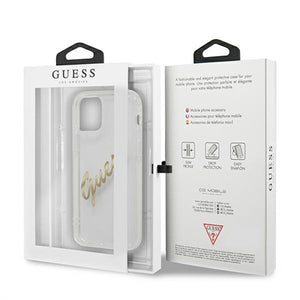 Guess GUHCP12LKTRSVGO iPhone 12 Pro Max 6.7" Transparent hardcase Vintage Script Gold