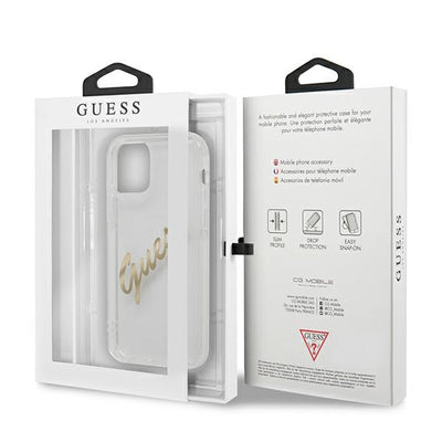 Guess GUHCP12LKTRSVGO iPhone 12 Pro Max 6.7" Transparent hardcase Vintage Script Gold