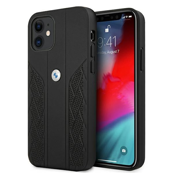 BMW Leather Curve Perforate Case for iPhone 12 mini - Black