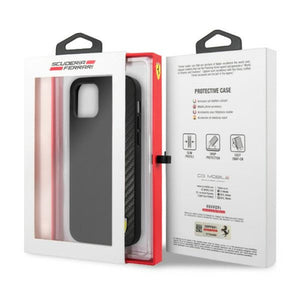 Ferrari FESAXHCP12LBK iPhone 12 Pro Max 6.7" black/black hardcase On Track Carbon Stripe