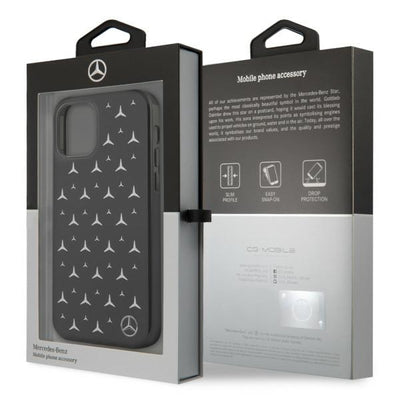 Mercedes Silver Stars Pattern Case for iPhone 12 / iPhone 12 Pro - Black