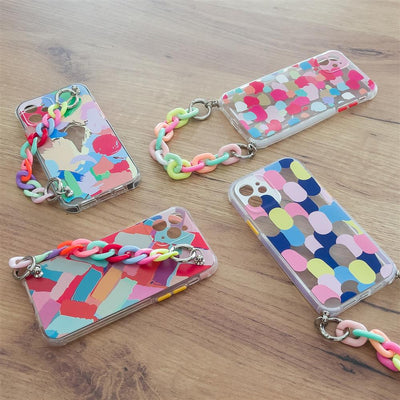 Color Chain Case gel flexible elastic case cover with a chain pendant for iPhone SE 2022 / SE 2020 / iPhone 8 / iPhone 7 multicolour
