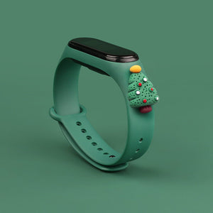 Strap Xmas for Xiaomi Mi Band 3 / 4 Christmas Silicone Strap Bracelet with Christmas Tree - Dark Green