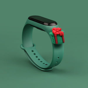 Strap Xmas for Xiaomi Mi Band 3 / 4 Christmas Silicone Strap Bracelet with Gift - Dark Green