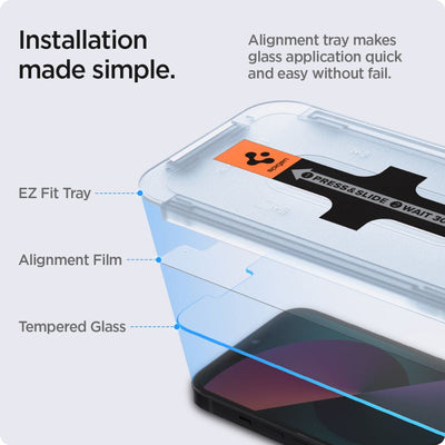 Spigen Glas.tR EZ Fit Tempered Glass for iPhone 13 / 13 Pro / 14 / 16e - 2 pcs.