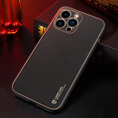 Dux Ducis Yolo elegant case made of soft TPU and PU leather for iPhone 13 Pro Max red