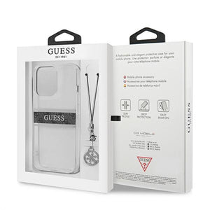 Guess 4G Grey Strap Charm Case for iPhone 13 Pro / 13 - Transparent