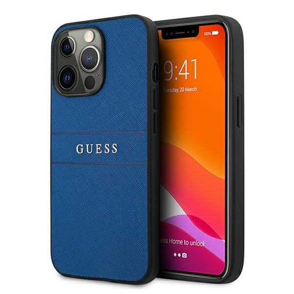 „Guess“ GUHCP13LPSASBBL „iPhone 13 Pro / 13 6.1“ mėlynas/mėlynas „Saffiano“ dirželis